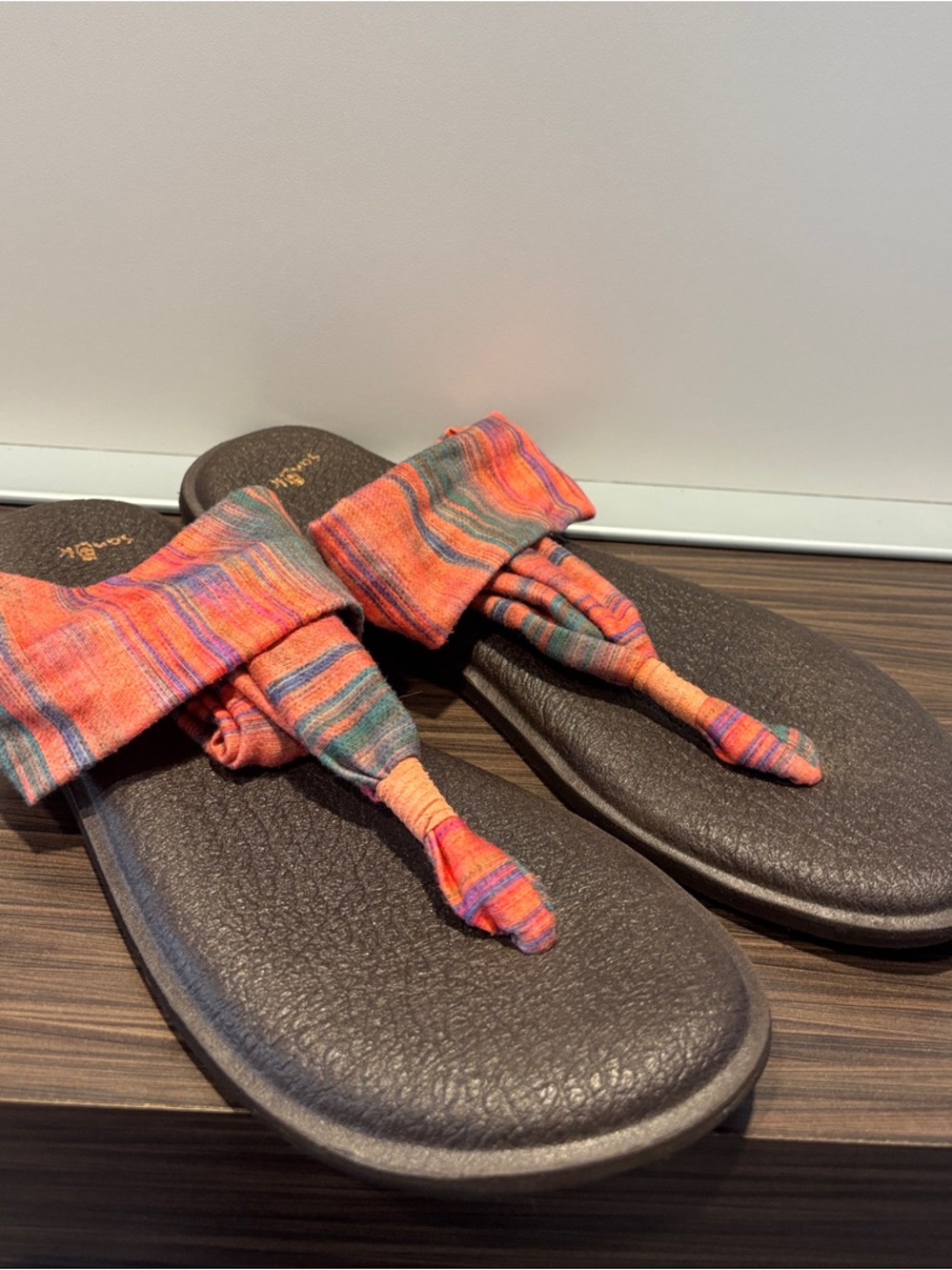 Sanuk Multicolor Orange-Striped Yoga Sling Sandals